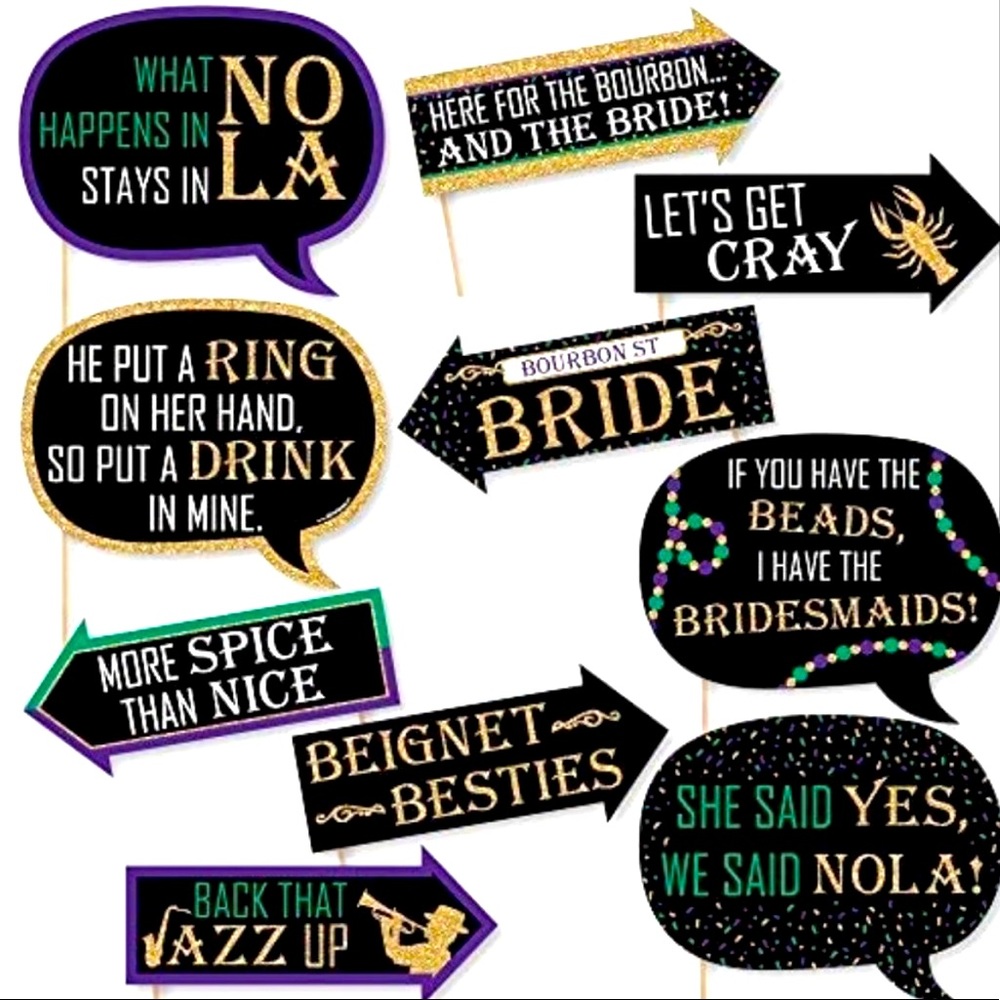 🎭 📸 New Orleans Themes Bridal Bachelorette NOLA Party Kit for Photo Booth